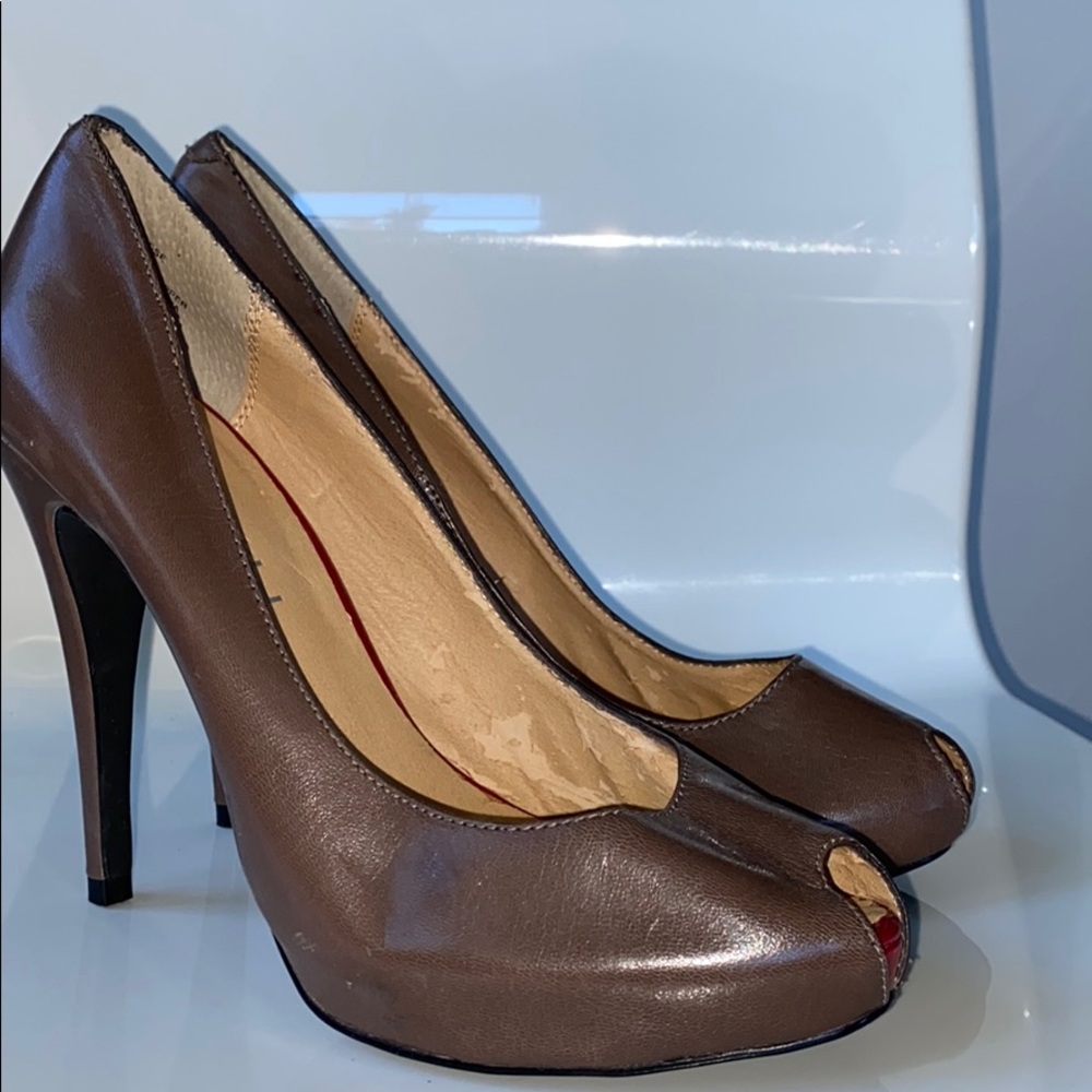 GENUINE LEATHER PEEP TOE STILETTO - Picture 1 of 8